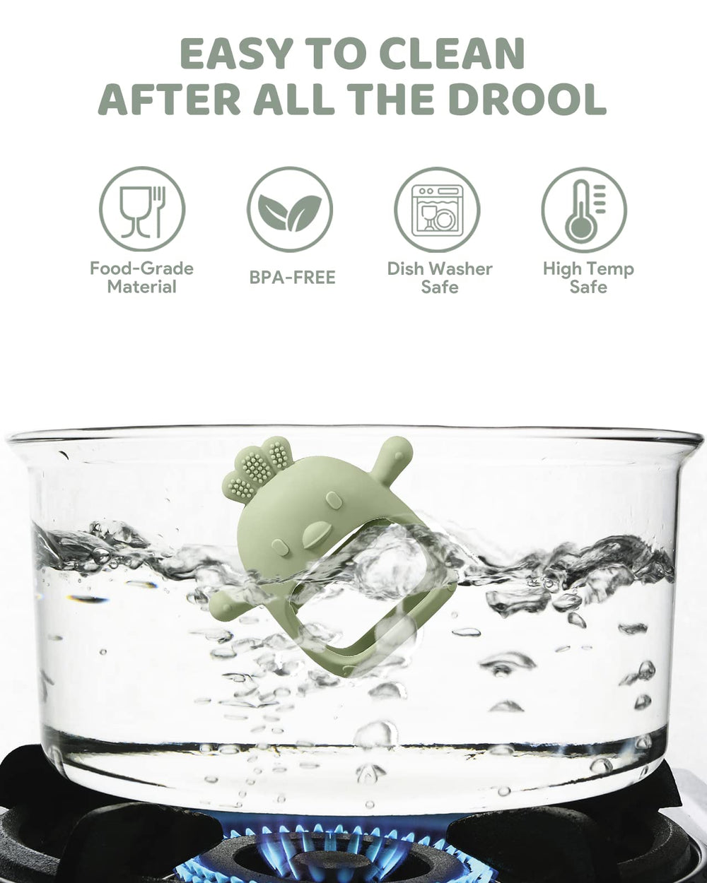 ChooKaChoo teether is dishwasher and freezer safe for easy cleaning