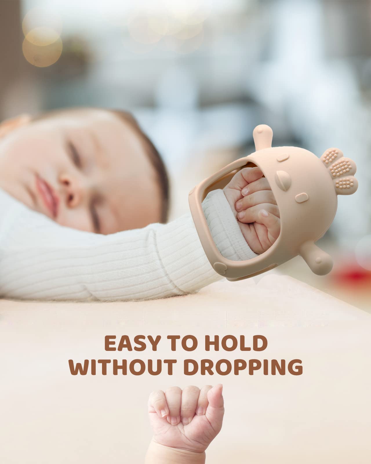 ChooKaChoo teething mitten inner grip helps tiny hands hold the toy