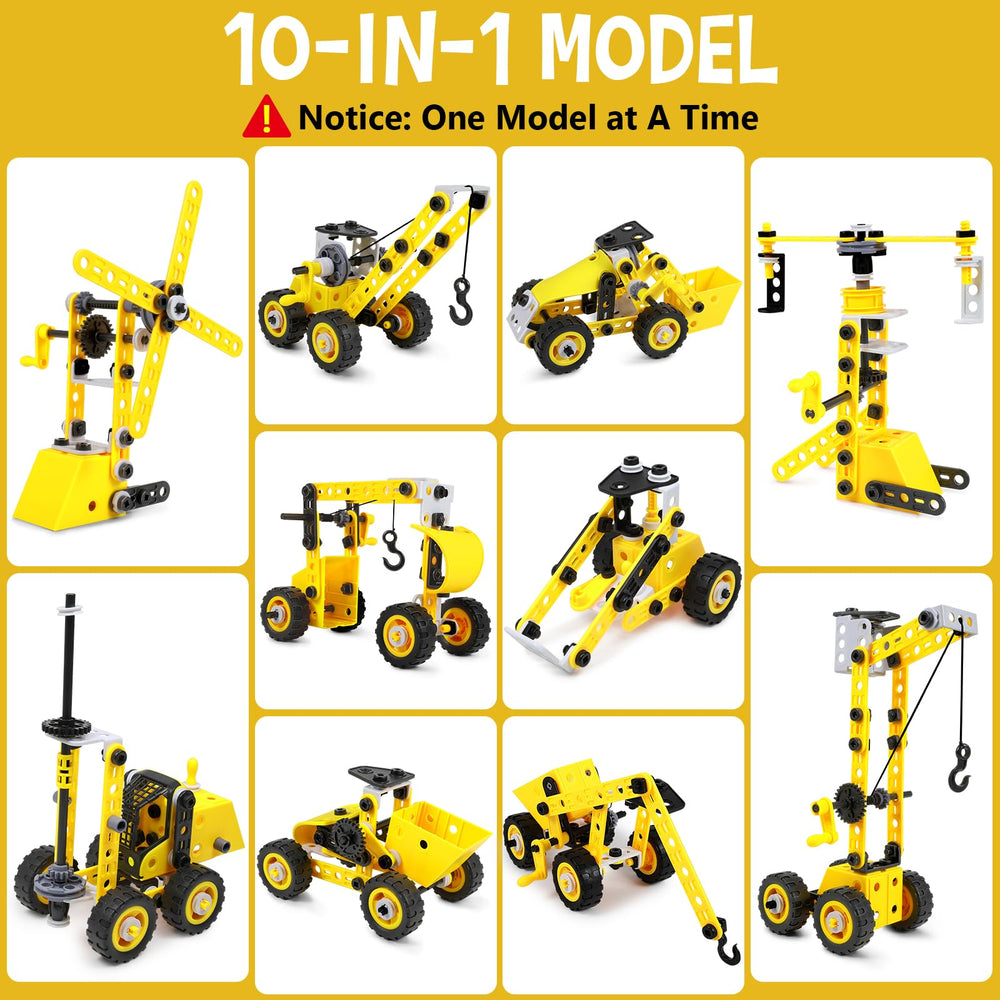 Choopheme 10-in-1 STEM forklift model for motor skills and construction play.