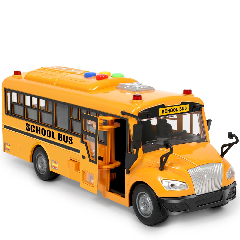 Choopheme yellow school bus with push wheels ready for active toddler play and motor skill development.