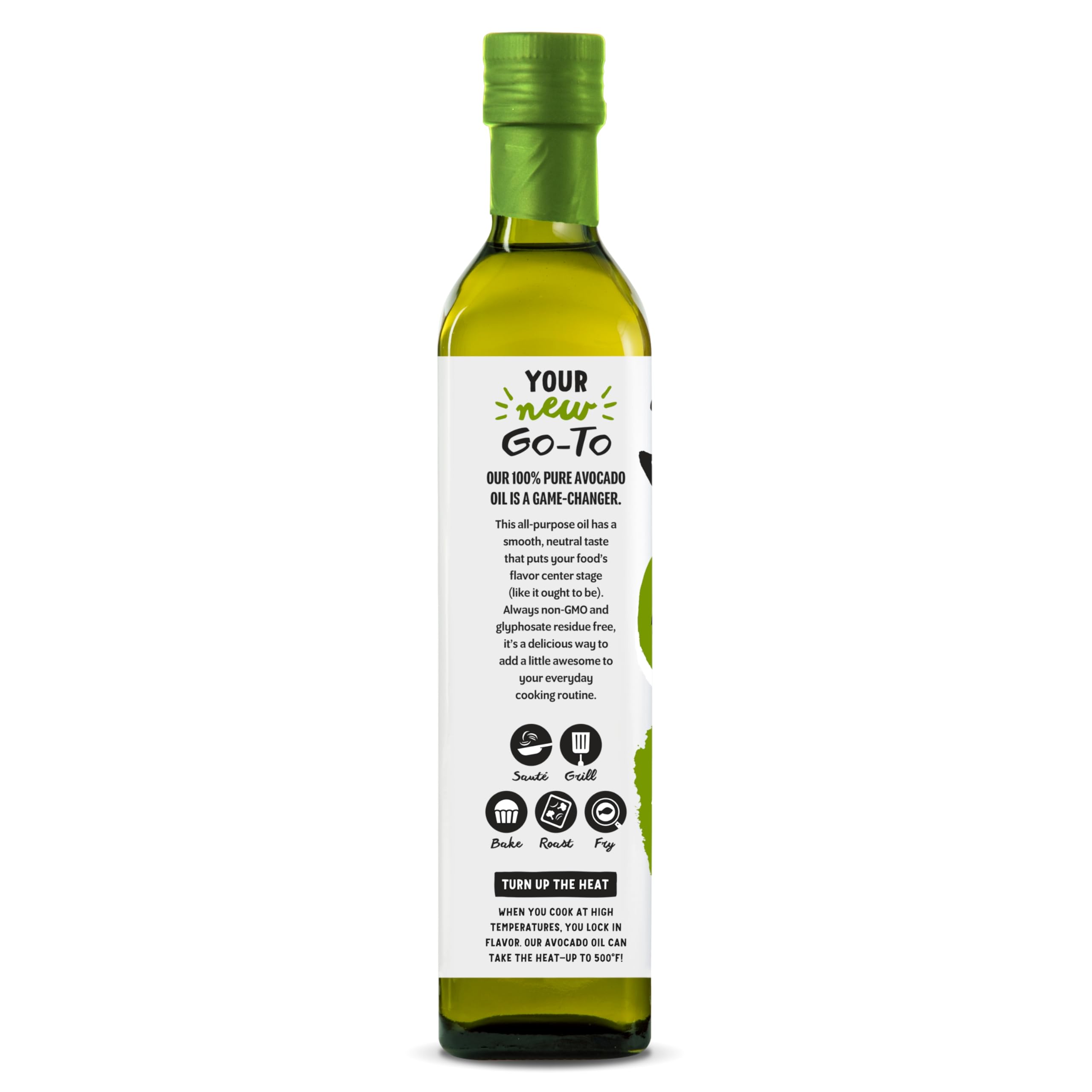 Chosen Foods Avocado Oil bottle pour highlighting neutral flavor for everyday cooking