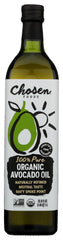 Chosen Foods avocado oil bottle in pantry, ideal for high-heat cooking and everyday use.