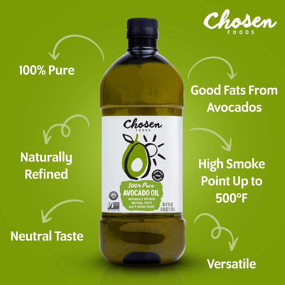 Chosen Foods avocado oil high-heat image suitable for frying up to 500°F