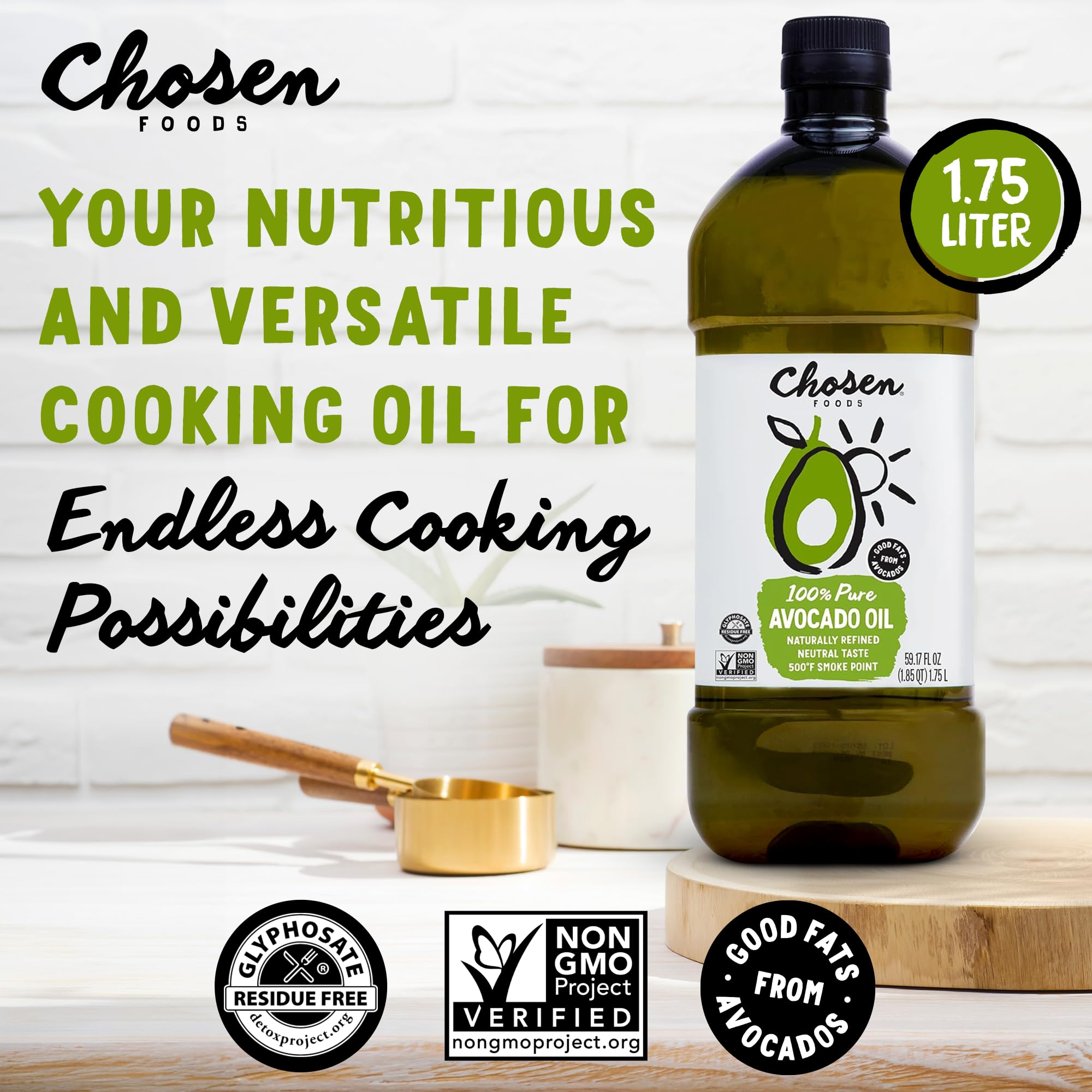 Chosen Foods avocado oil being poured for sautéing and grilling