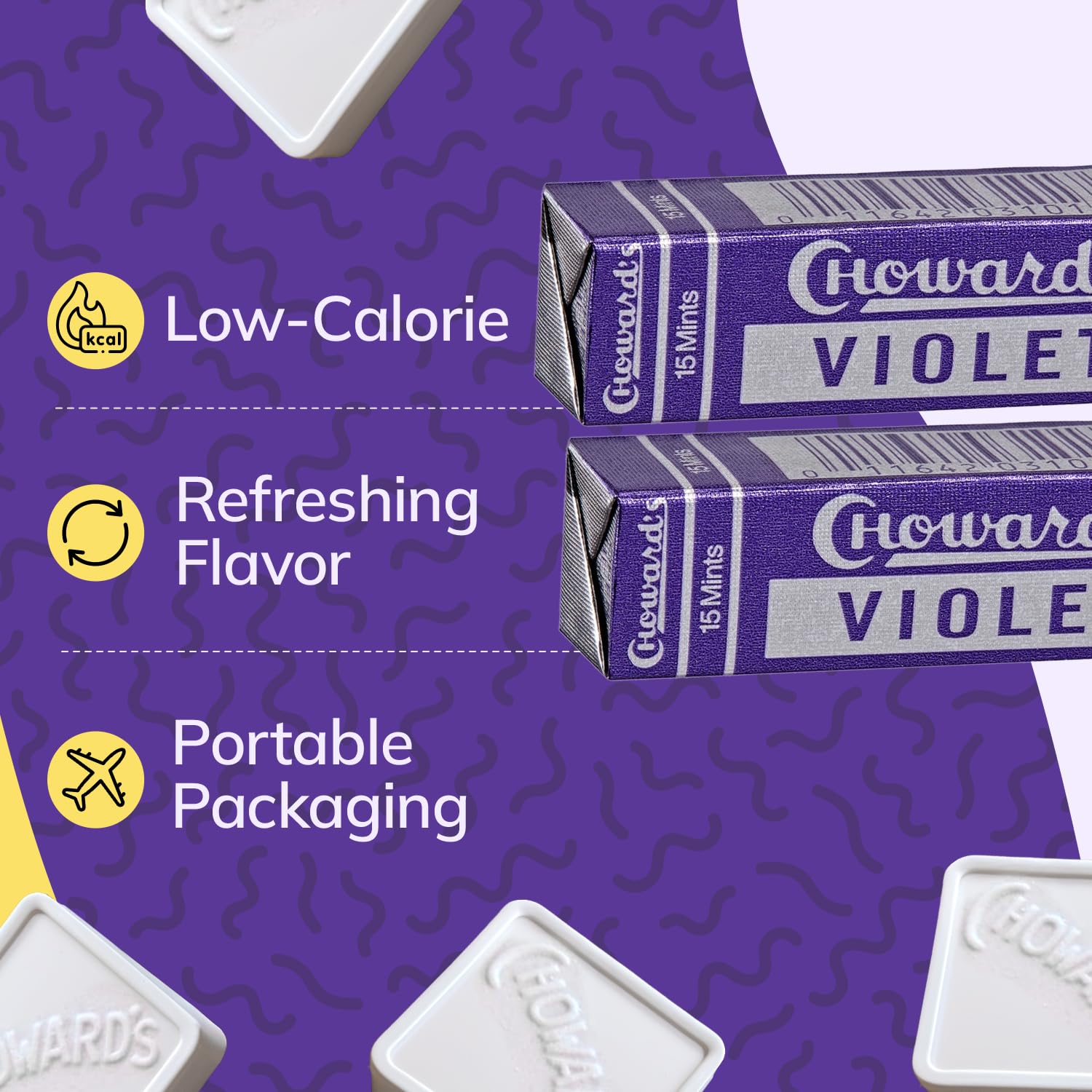 Choward's Violet Mints in lunchbox use, fresh breath on the go.