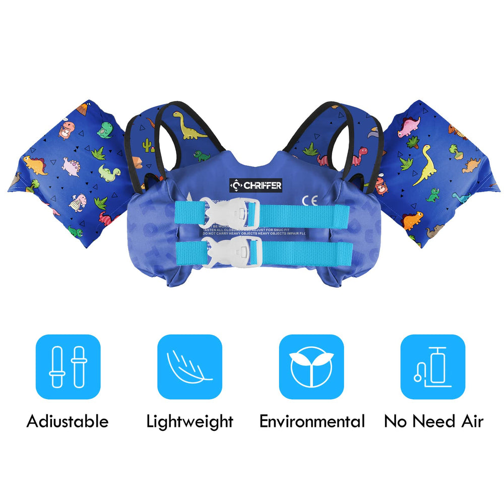 Chriffer Kids Swim Vest shoulder harness detail for added stability.