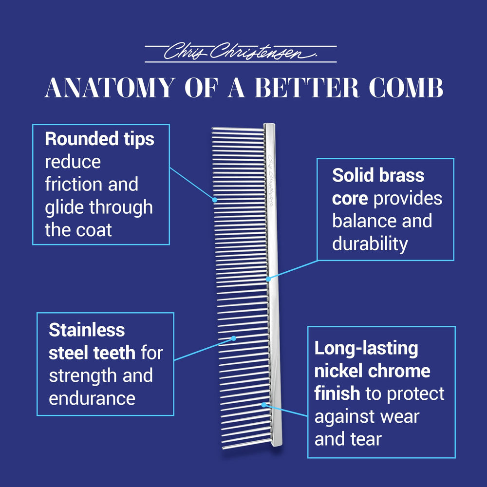 Chris Christensen 000 Buttercomb rounded tines reduce friction while brushing.