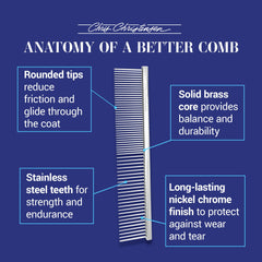 Chris Christensen 000 Buttercomb rounded tines reduce friction while brushing.