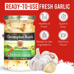 Christopher Ranch Pickled Garlic peeled cloves close-up, ideal for quick meals