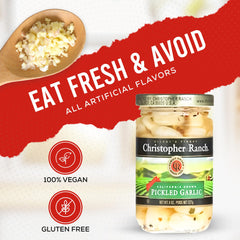 Christopher Ranch Pickled Garlic snack-ready cloves ideal for antipasti and casual snacking