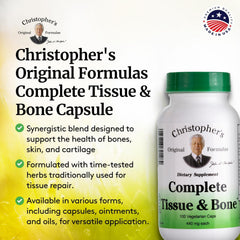 Christopher's Original Formulas Complete Tissue & Bone Formula White Oak Bark close-up signals botanical wellness