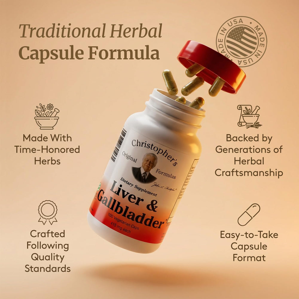 Herbal blend visuals featuring barberry bark, fennel, and ginger in Christopher's formula.