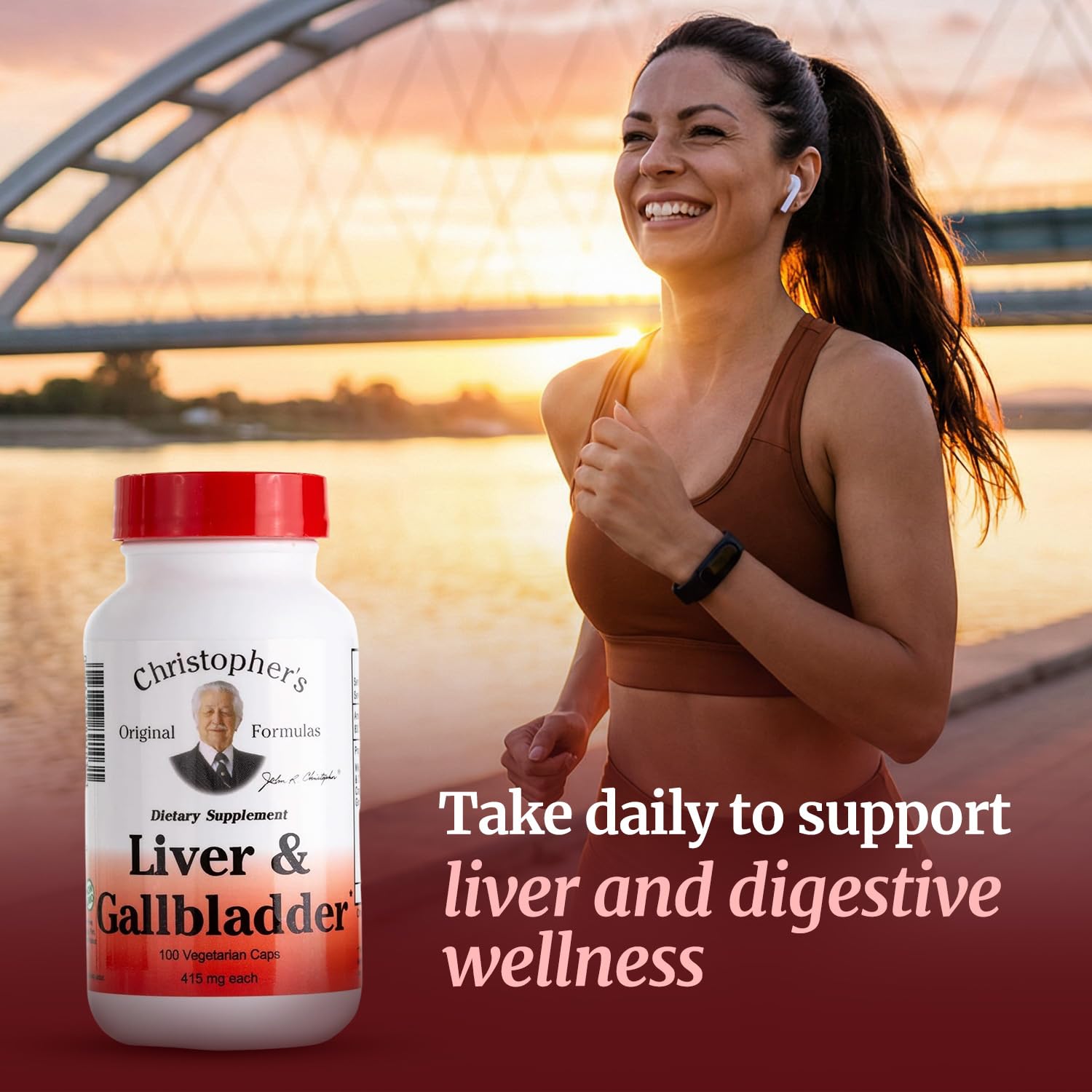 Packaging box for Christopher's Liver & Gallbladder formula highlighting plant-based capsules.