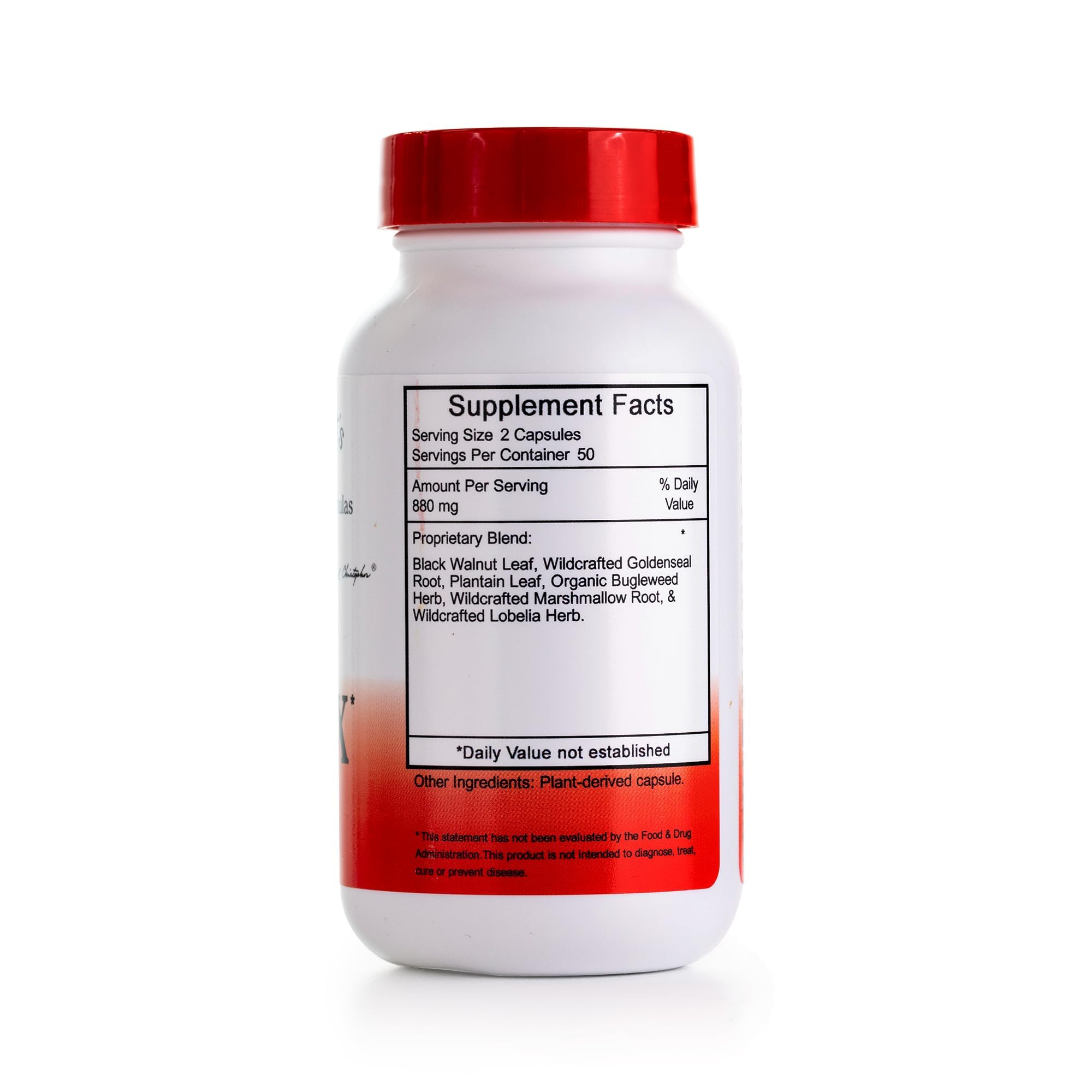 Christopher's Original Formulas X-INFX bottle label highlighting herbal ingredients