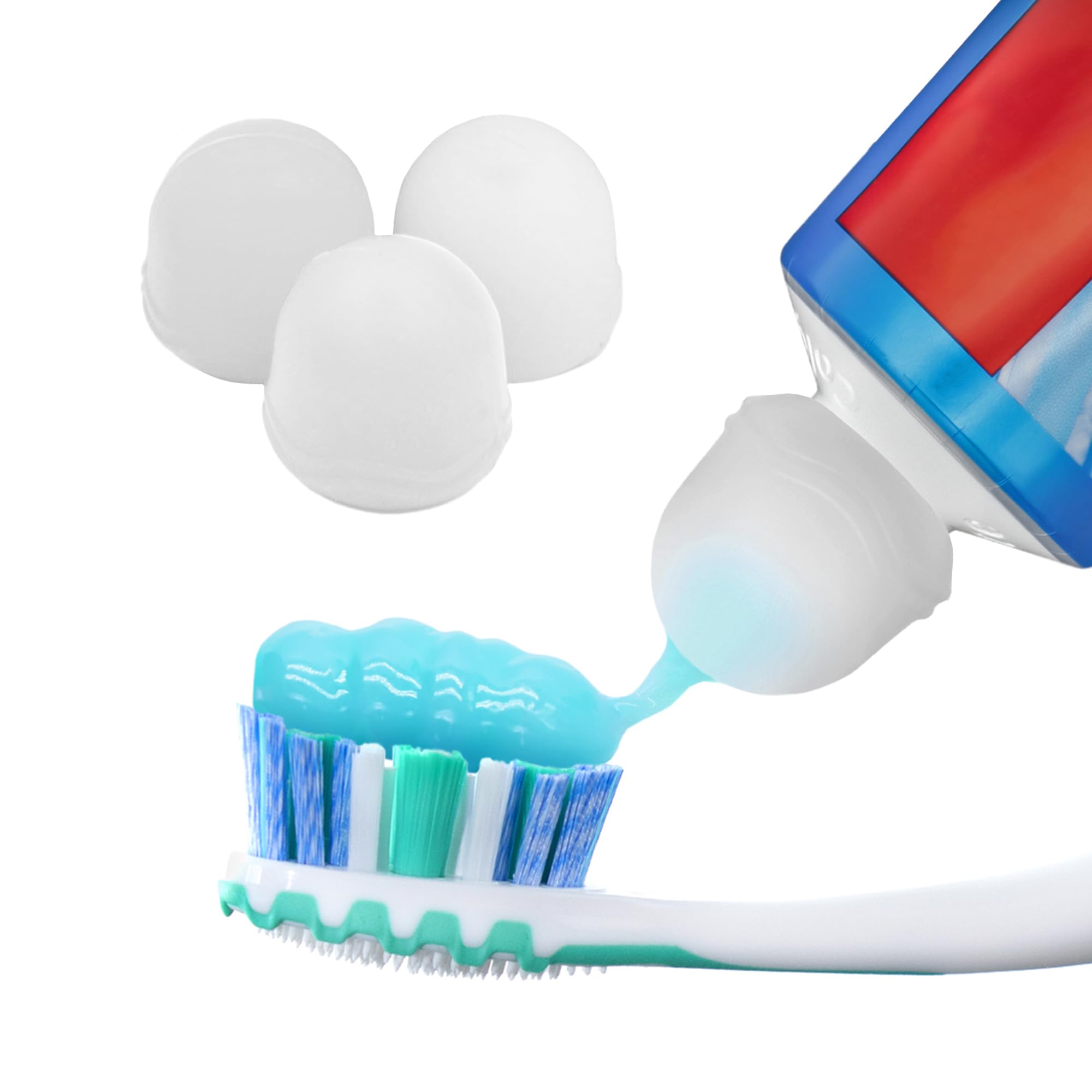 Chrome Cherry SqueezMe cap on tube reduces brushing mess