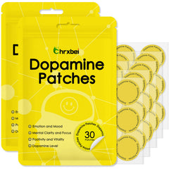 Chrxbei dopamine patches packaging highlights vegan formula for balanced mood