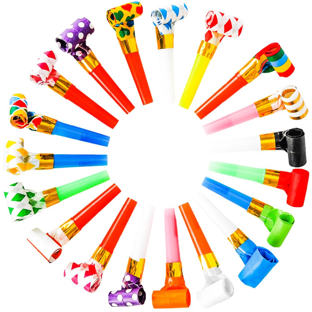Chshhuao 50pcs blowouts with colorful patterns for lively celebrations.