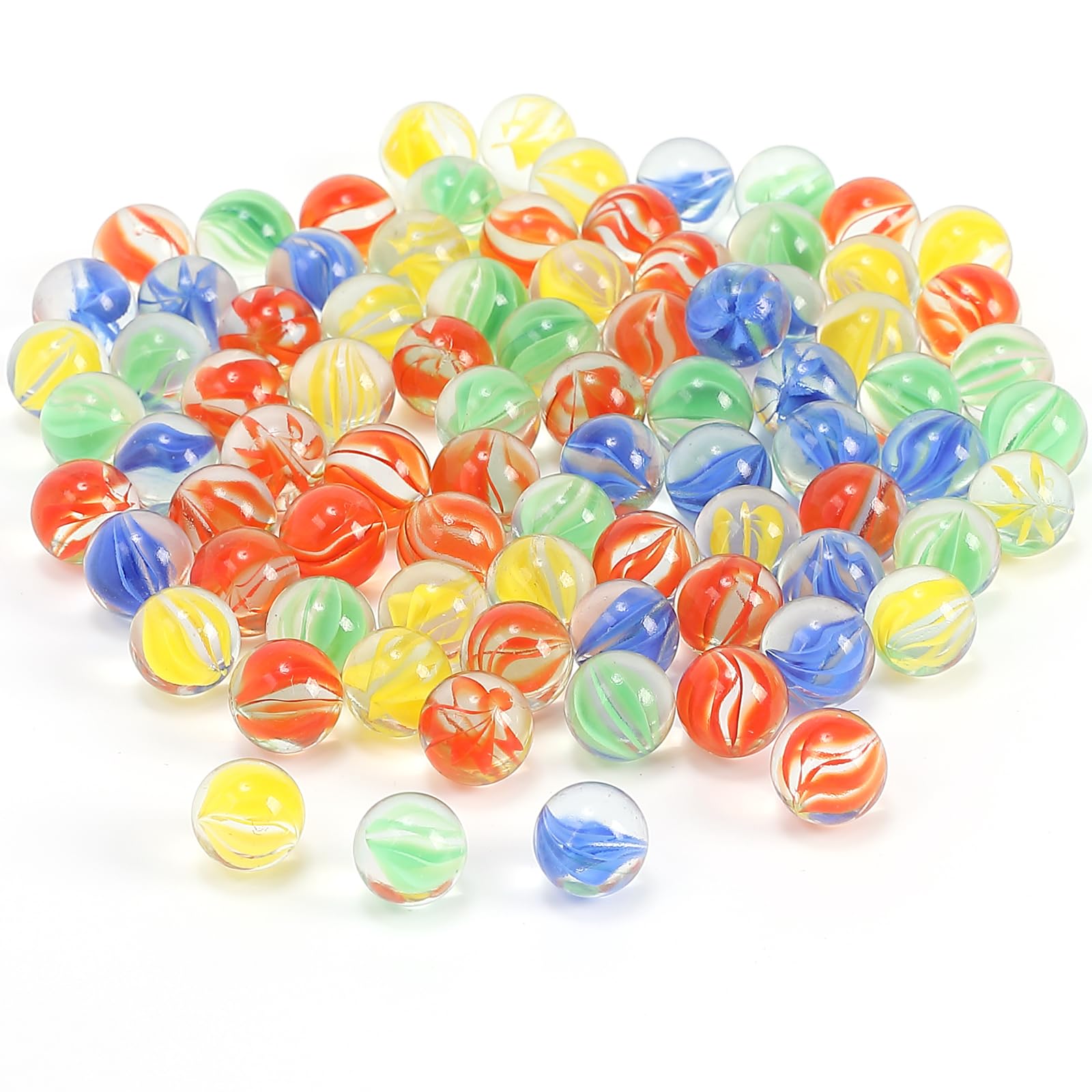 CHUKEMAOYI cat-eye glass marbles in 9-16 inch size for colorful play and collection.