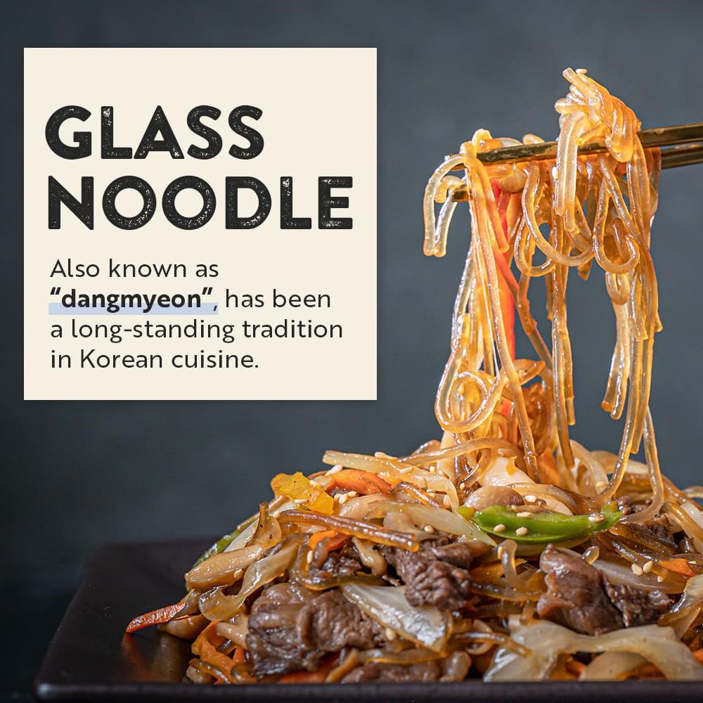 Chung Jung One Glass Noodles ready to drop into hot soup.