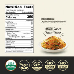 Chung Jung One Glass Noodles in a sizzling stir-fry, chewy texture highlighted.