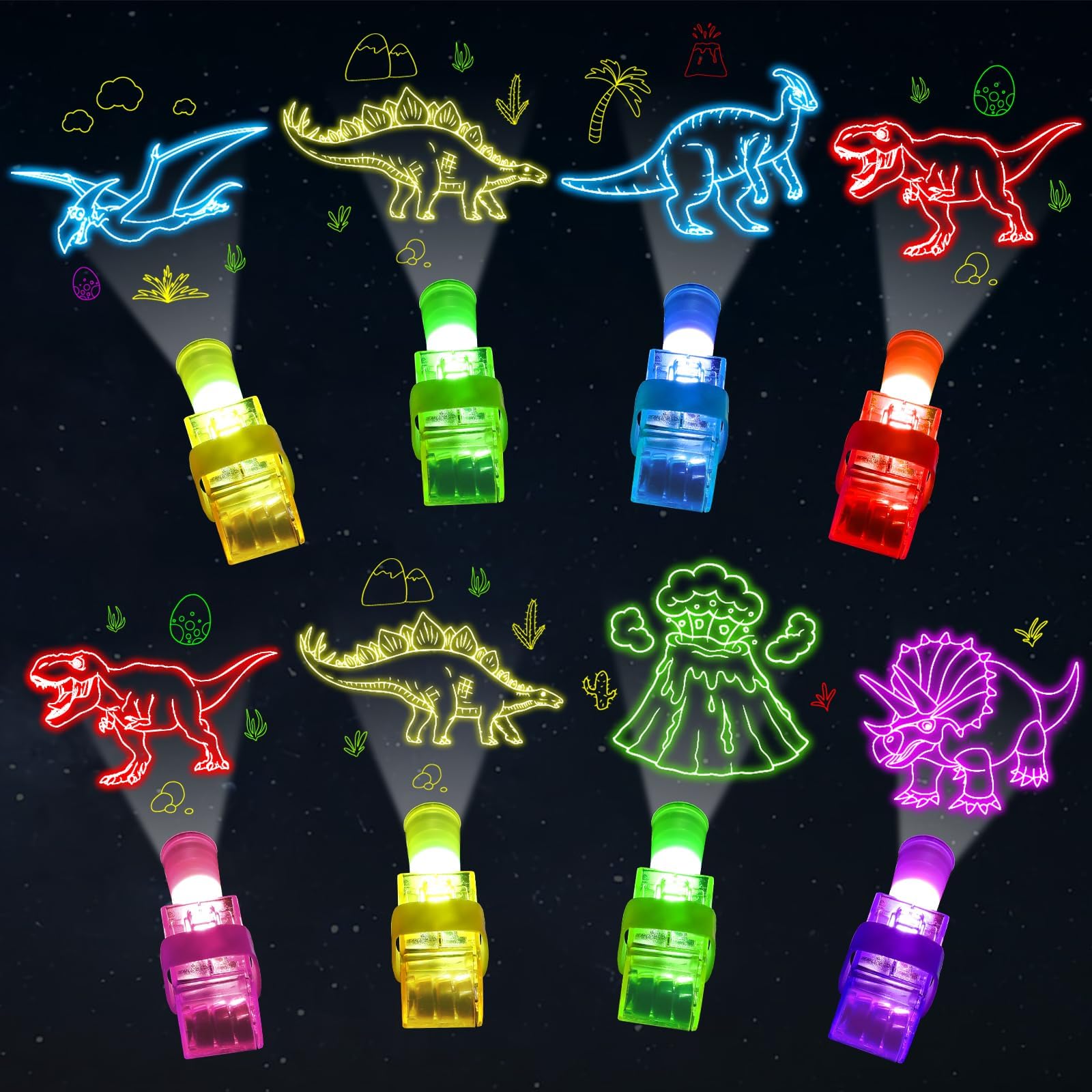 CHUNNIN dinosaur finger lights with six styles illuminate parties and create dynamic ambiance.