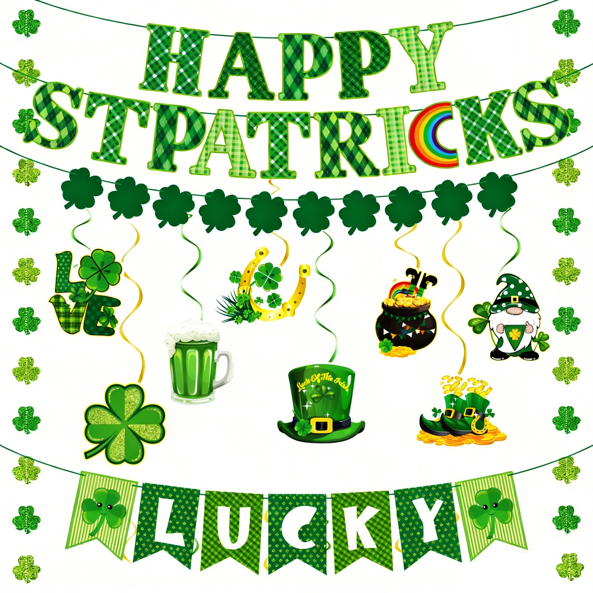 ChunRun 64-piece St. Patrick's banner kit for festive room decor.