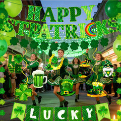 ChunRun shamrock garlands brighten walls and mantels.