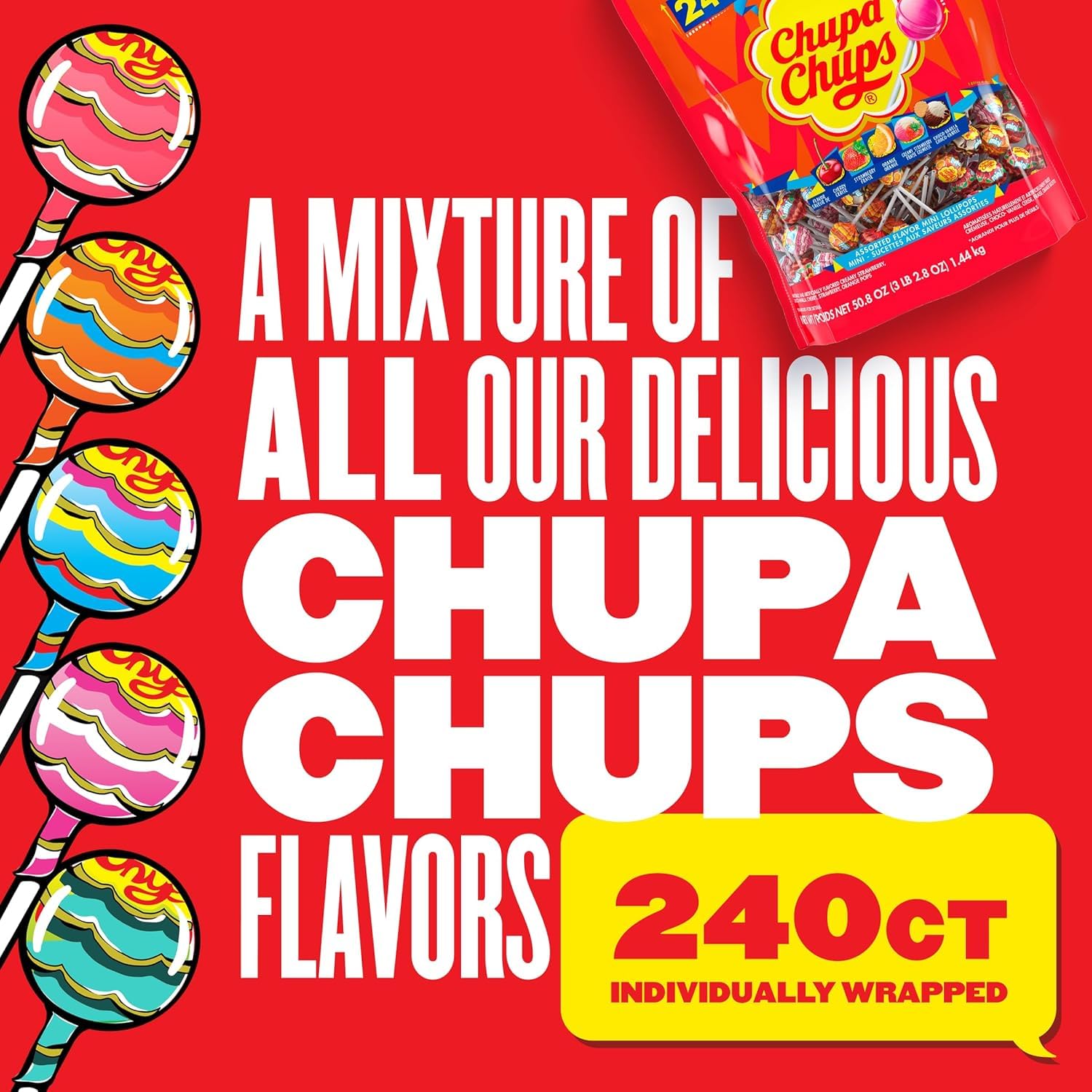 Chupa Chups strawberries & cream lollipop individually wrapped, tasty treat