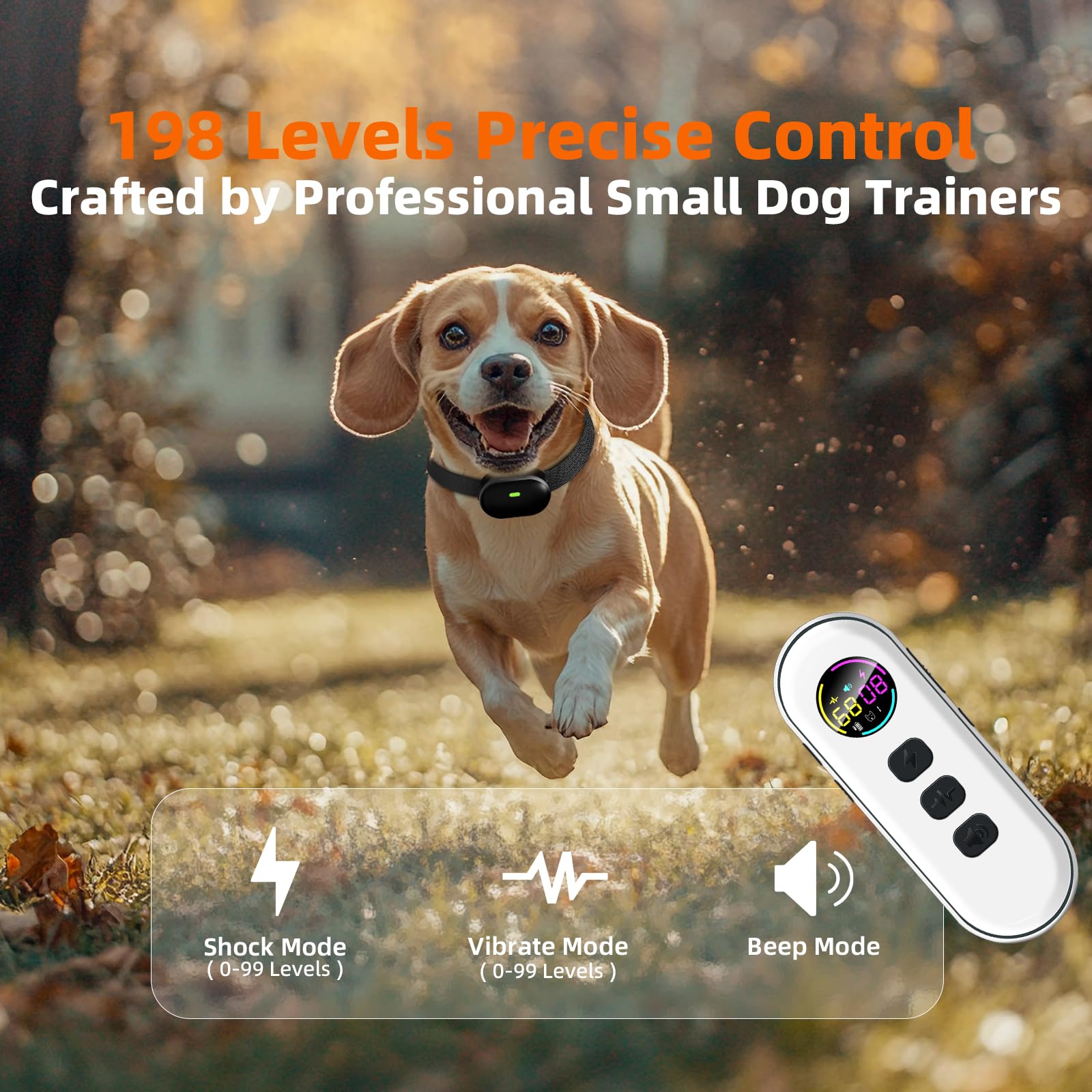 Chupolik Ultra-Small Collar 198-levels training modes for precise guidance.