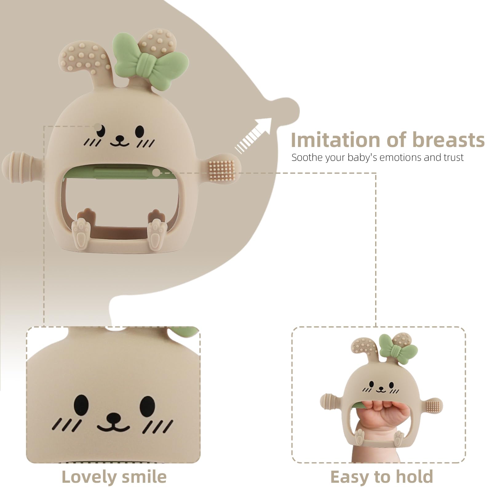 Chuya Bunny Teether closeup highlights textured surface for sensory exploration.