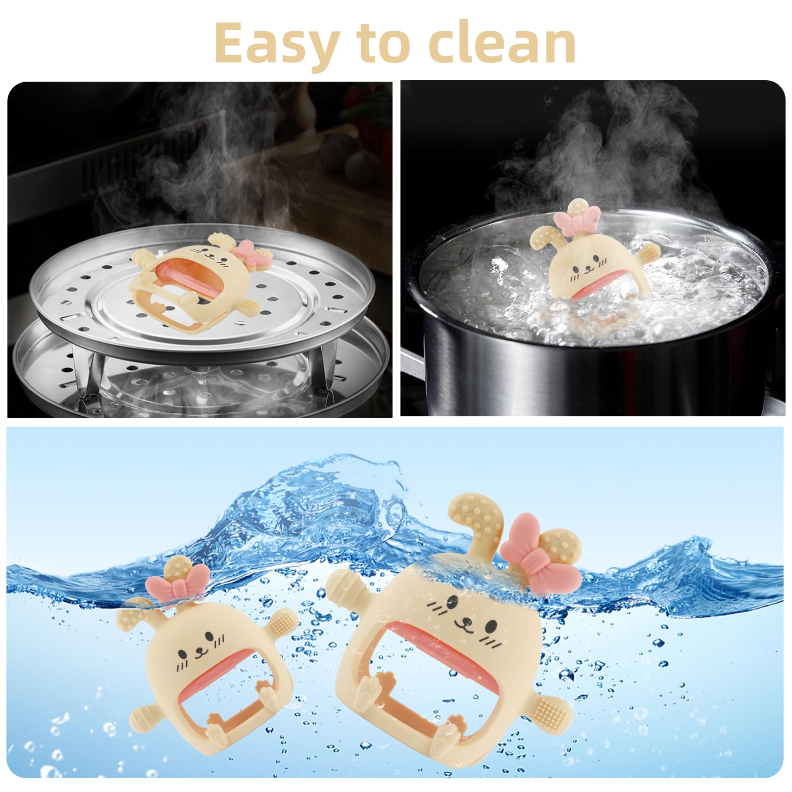 Chuya easy-clean baby teether, dishwasher-safe and boil-safe