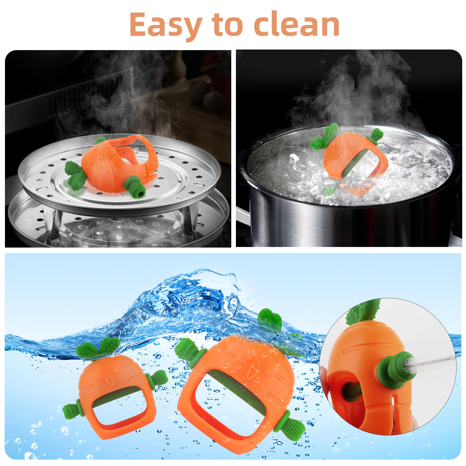 Chuya carrot teether easy to clean and heat resistant for busy parents