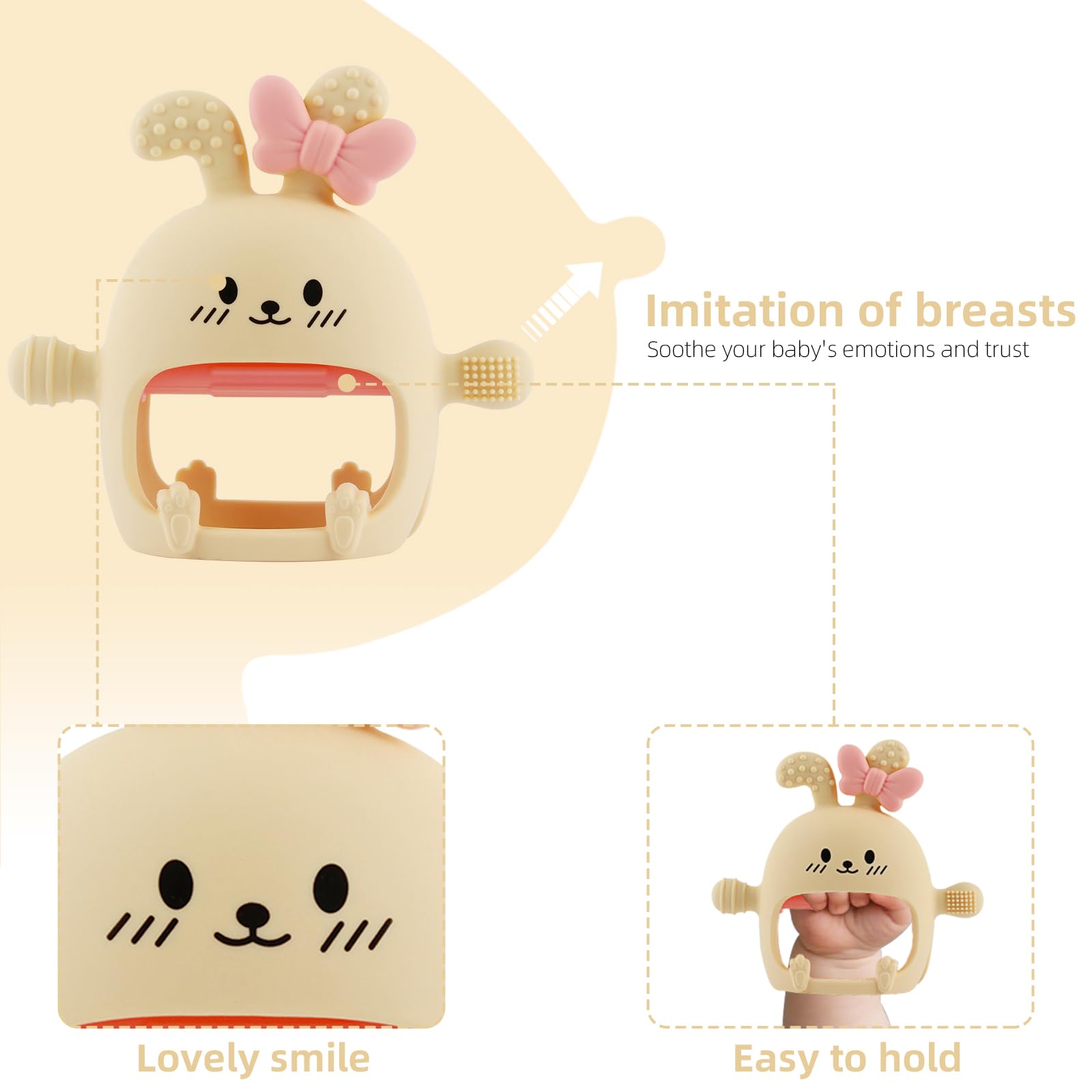 Chuya teething mitten bunny with textured surface promotes tactile exploration