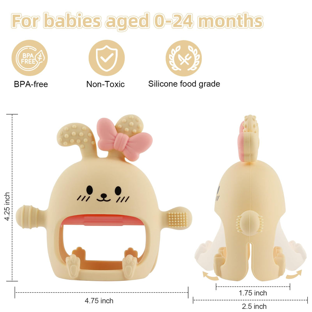 Chuya textured silicone teether in bright colors encouraging grip