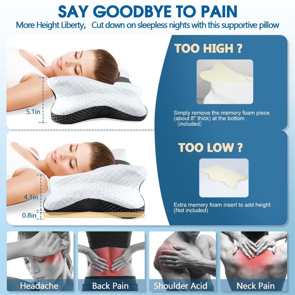 CHxxy memory foam pillow offers adjustable height for personalized sleep contour.