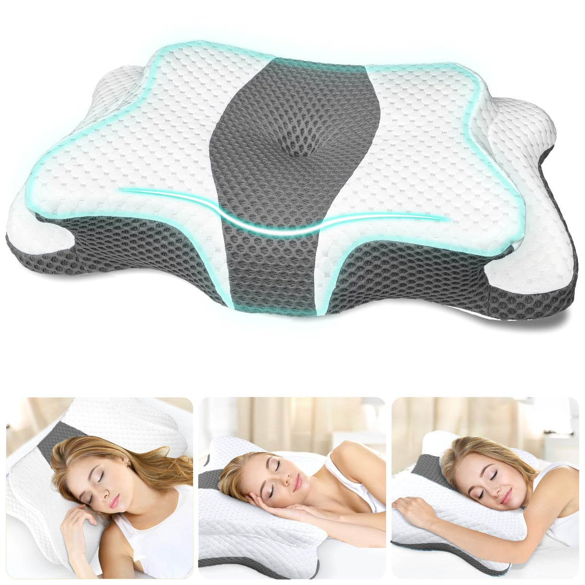 CHxxy memory foam pillow with neck contour supports spine alignment for better neck comfort.