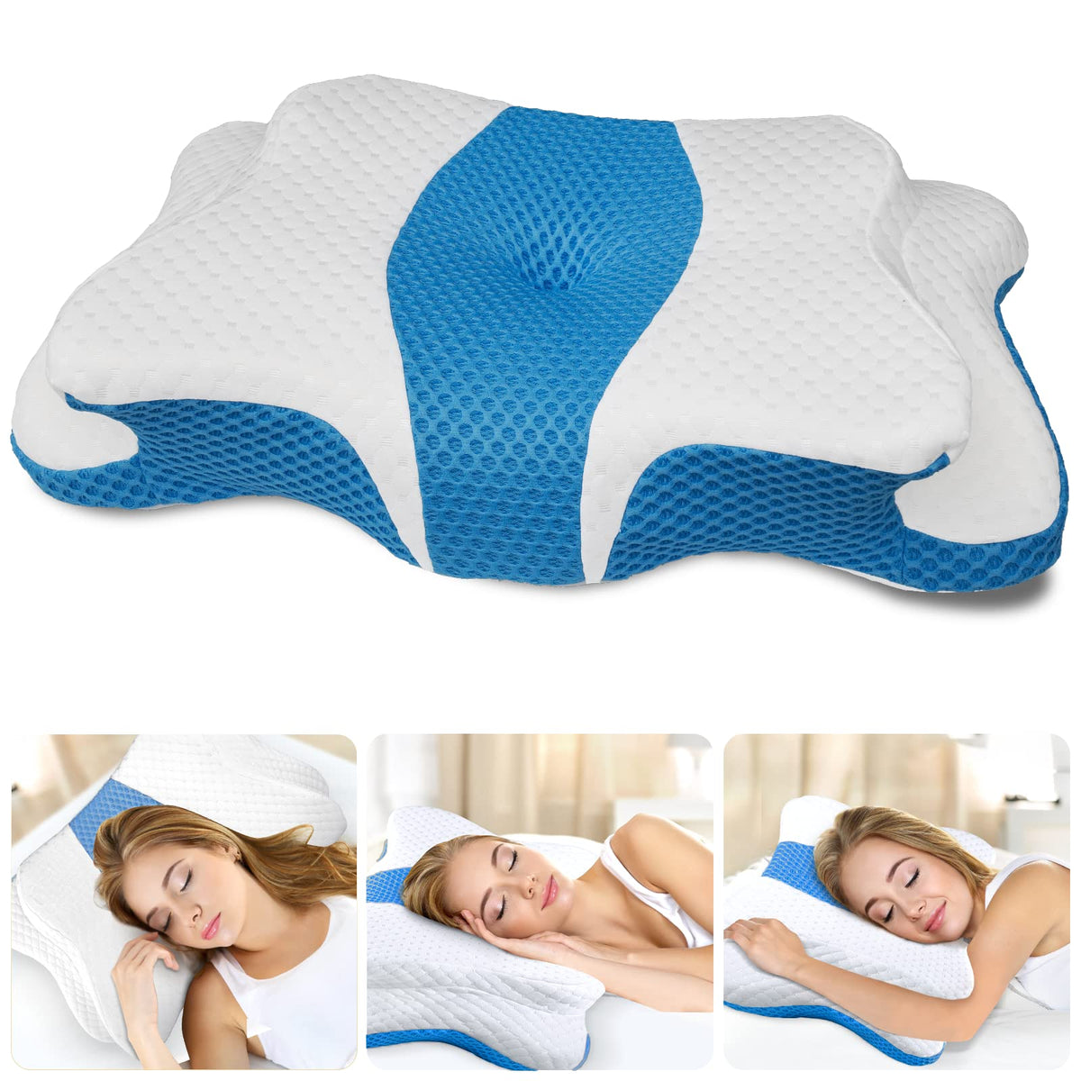 CHxxy memory foam pillow with neck-contour support for proper alignment