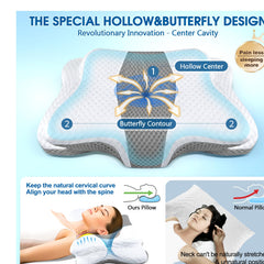 CHxxy pillow features neck massage point to ease shoulder tension.