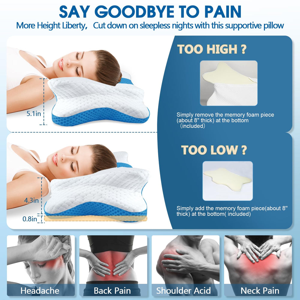 CHxxy pillow featuring shoulder-contour design to ease tension