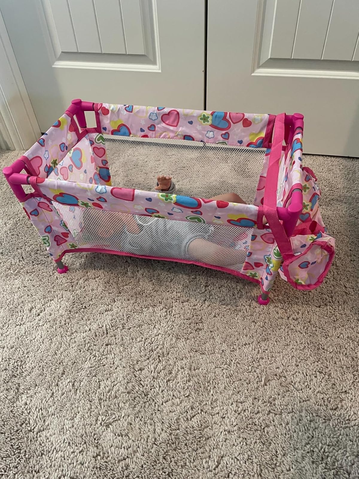 Chyyeerkidd holiday gift-ready pink heart doll crib