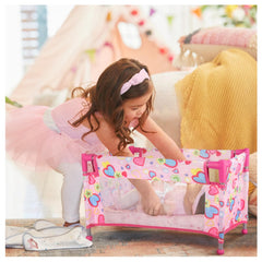 Chyyeerkidd pink heart doll crib designed for imaginative play with 18-inch dolls