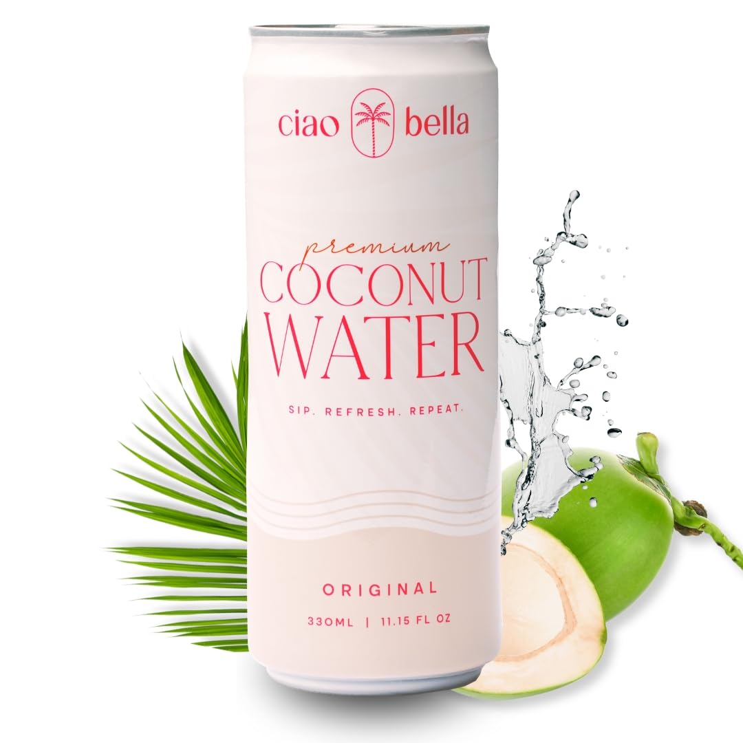 CIAO BELLA Premium Coconut Water bottle delivering pure hydration from one simple ingredient