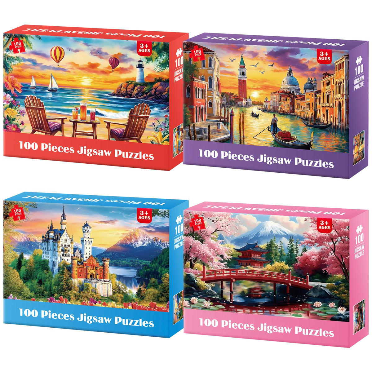 Ciavotie 4-pack Beach Sunset puzzle for family time and relaxed focus
