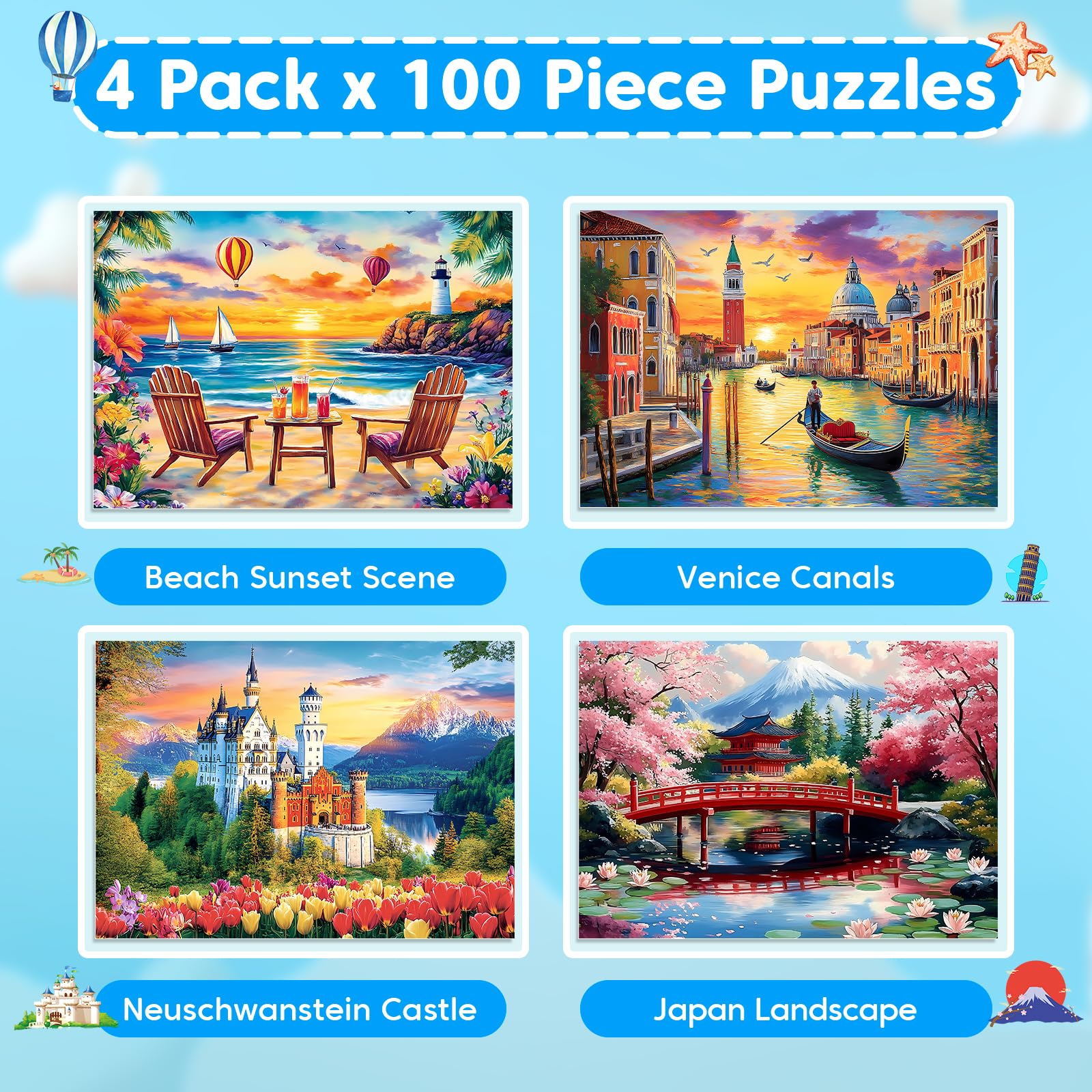 Ciavotie Venice Canals puzzle scene to enhance concentration during shared play
