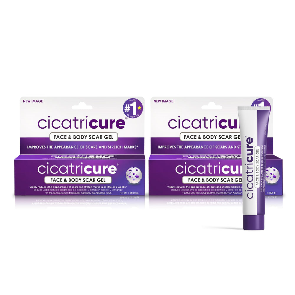 Cicatricure Advanced Scar Gel on the face, showing smoother skin texture after application.