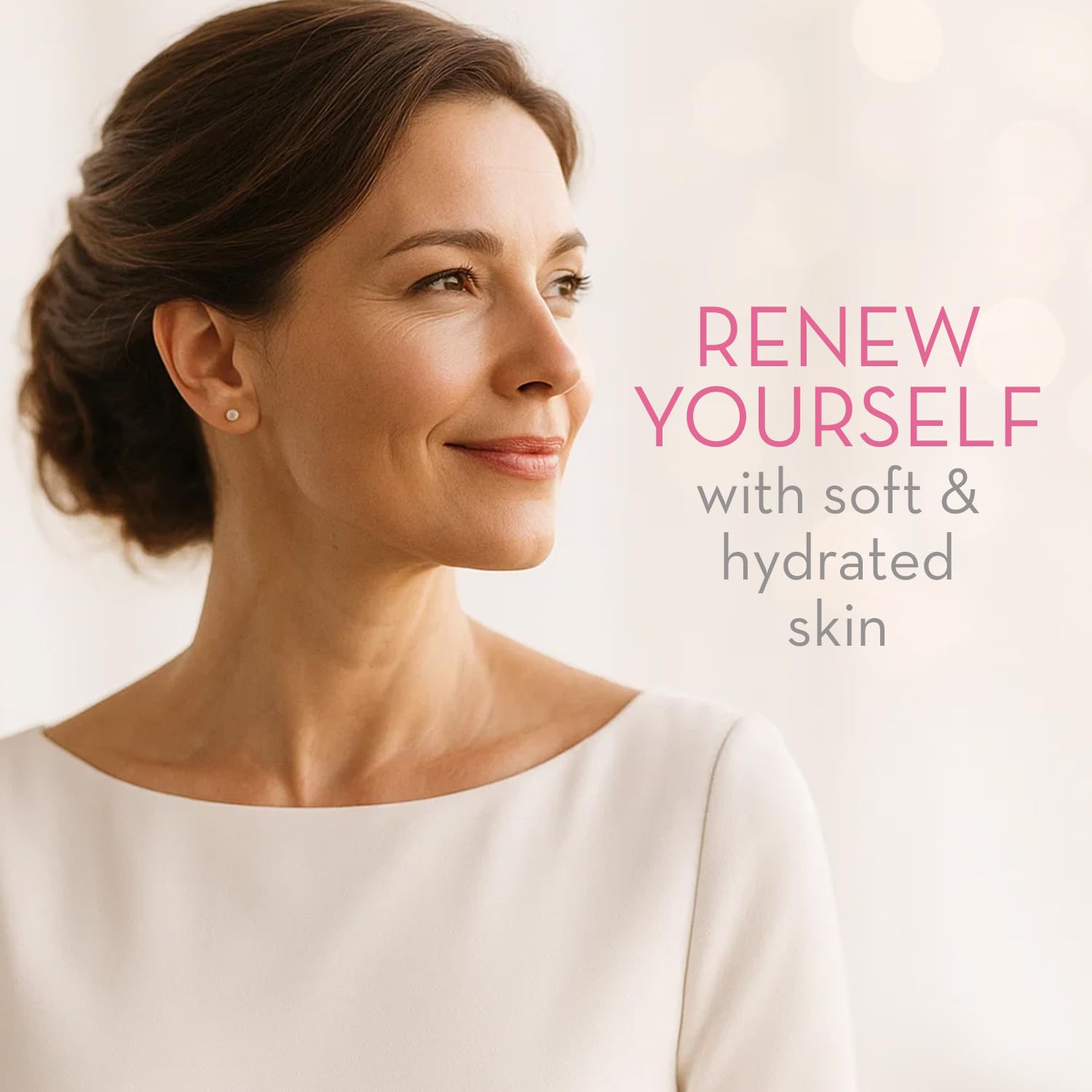 Cicatricure neck cream close-up with smooth skin line faintly visible
