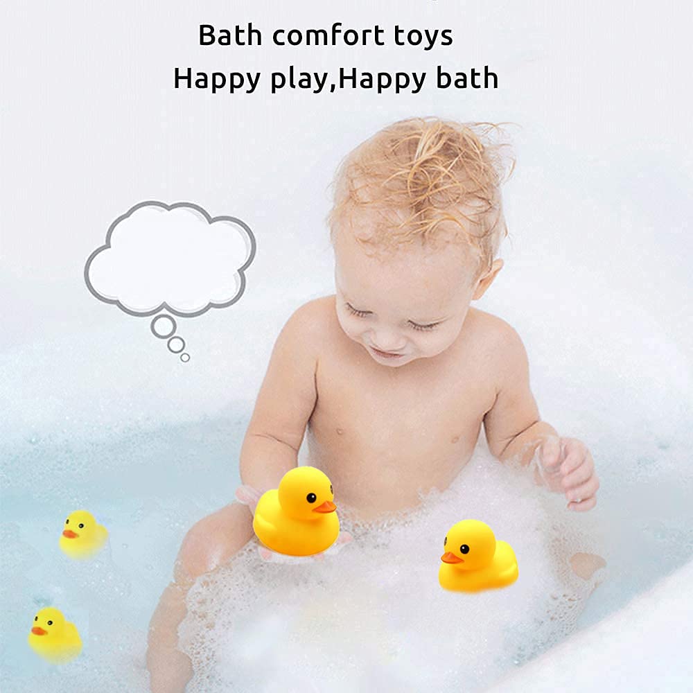 CICITOYWO yellow duck bath toy closeup with red mouth for fun quacks.