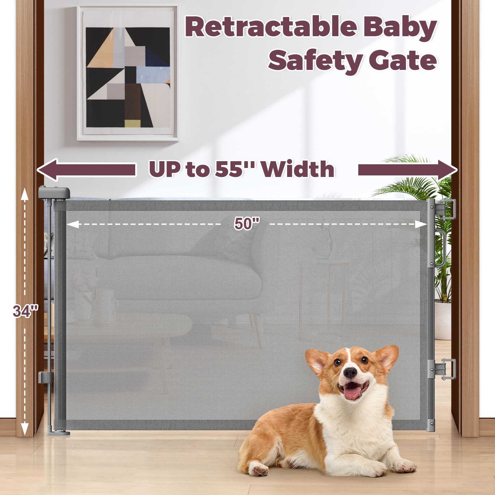 Cideny retractable gate in doorway setup versatile for doorways and hallways.