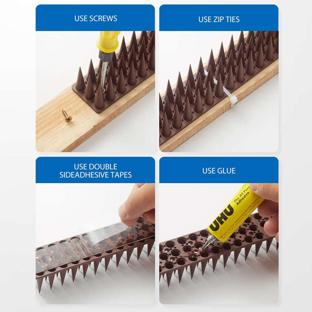 CIIC Bird Spikes use durable acrylic to resist rust outdoors.