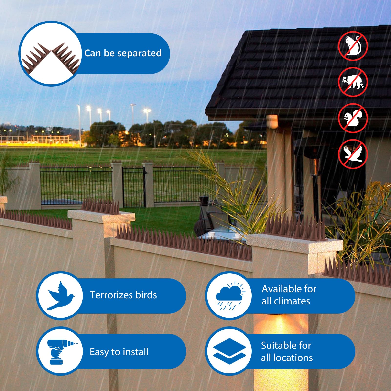 CIIC Bird Spikes installation kit shows flexible mounting options.